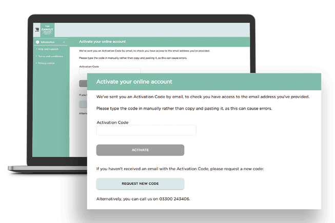 Submit your activation code on this screen to active your account