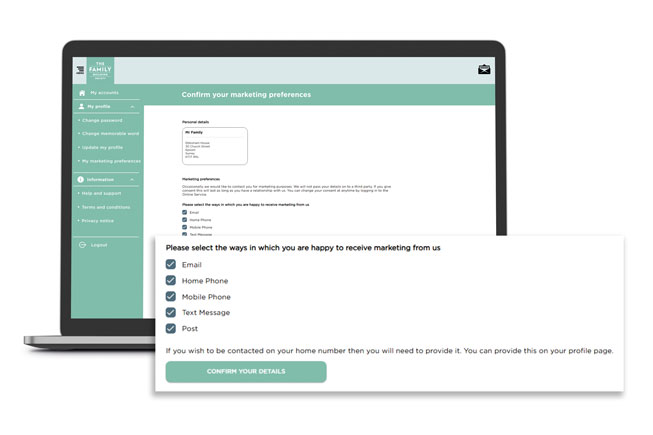On this screen confirm your marketing preferences