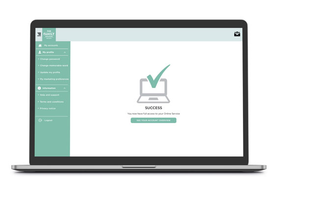 Online Service success screen